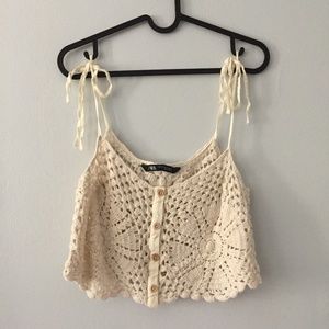 ZARA crochet crop cami/tank